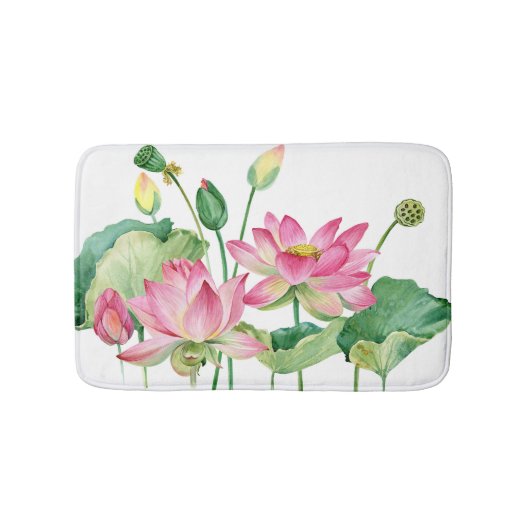 Tapis De Bain Bordure d'eau rose Lotus (Devant)