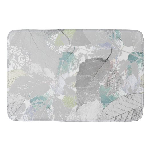Tapis De Bain Botanical, grey, leaves, white and grey, turquoise (Devant)