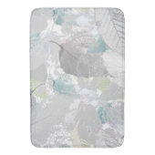 Tapis De Bain Botanical, grey, leaves, white and grey, turquoise (devant Vertical)