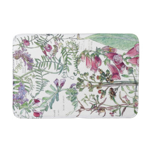 Tapis de bain botanique de fleur de fleur sauvage