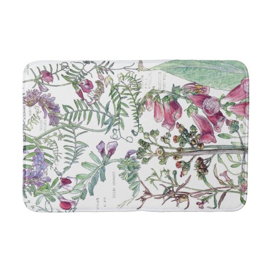 Tapis de bain botanique de fleur de fleur sauvage (Devant)