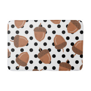 Tapis De Bain Botanique de maïs noir et blanc Polka Dot Fall