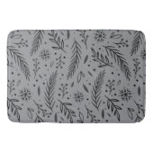 Tapis de bain botanique d'hiver – Gris avec feuill (Devant)