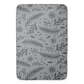 Tapis de bain botanique d'hiver – Gris avec feuill (devant Vertical)