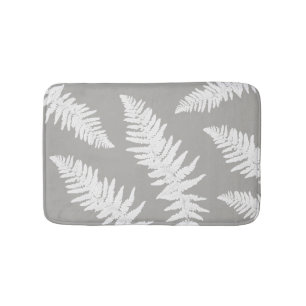 Tapis de bain botanique gris feuille de fougère