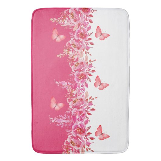 Tapis de bain botanique rose élégant  (devant Vertical)