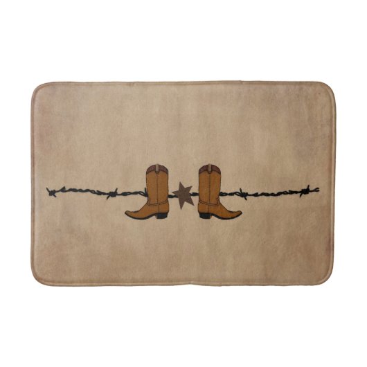 Tapis De Bain Bottes Occidentales Et Fils Barbelés (Devant)