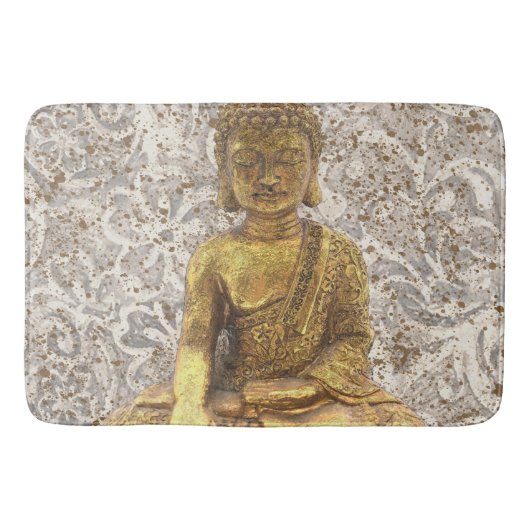 Tapis De Bain Bouddha doré fleurs florales dorées (Devant)