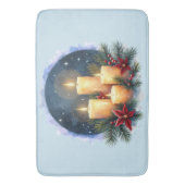 Tapis De Bain Bougie de Noël avec Poinsettias (devant Vertical)