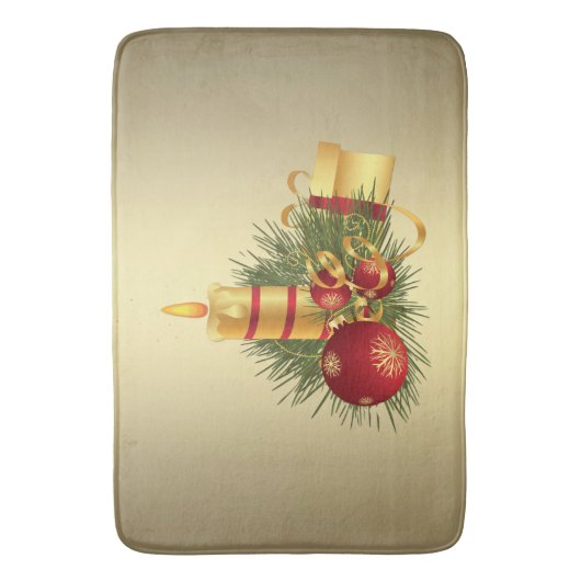 Tapis De Bain Bougie de Noël dorée (devant Vertical)