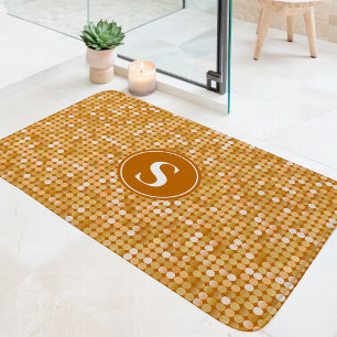 Tapis De Bain Boule de disco à paillettes dorées Monogramme