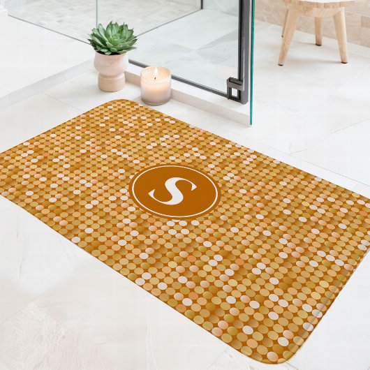 Tapis De Bain Boule disco à paillettes dorées Monogramme