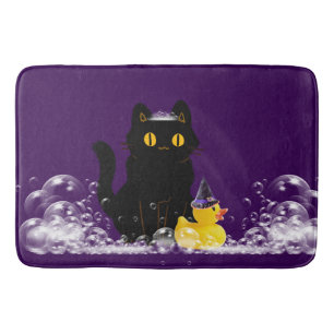 Tapis De Bain Boules de canard en caoutchouc pour chats noirs d'