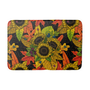 Tapis De Bain Bouquet d'automne noir