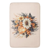 Tapis De Bain Bouquet de fleurs gris-jaune orange (devant Vertical)