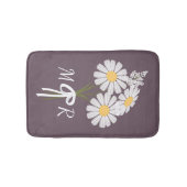 Tapis De Bain Bouquet de fleurs marguerites blanches Monogramme  (Devant)