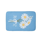 Tapis De Bain Bouquet de fleurs marguerites blanches Monogramme  (Devant)