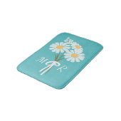 Tapis De Bain Bouquet de fleurs marguerites blanches Monogramme (Angle)