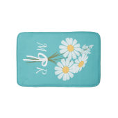 Tapis De Bain Bouquet de fleurs marguerites blanches Monogramme (Devant)