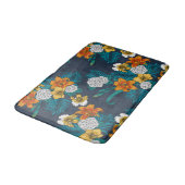 Tapis De Bain Bouquet tropical sur bleu (Angle)