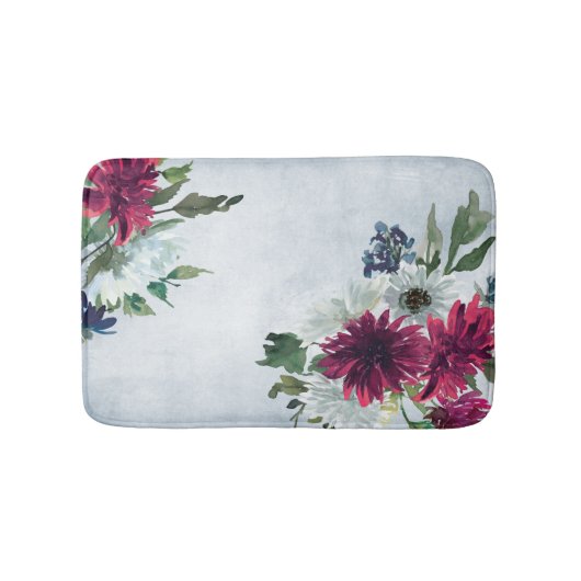 Tapis De Bain Bourgogne Floral Splash sur Grey (Devant)