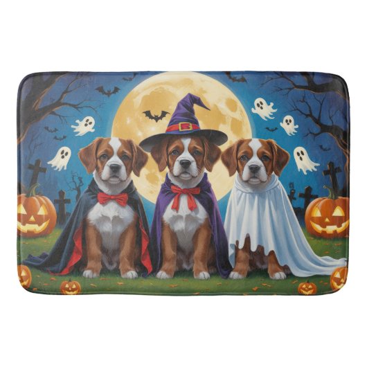Tapis De Bain Bouviers Des Flandres Chiens Citrouille Halloween (Devant)