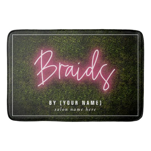 Tapis De Bain Braids Neon Boxwood Cosmetologue Salon de cheveux (Devant)