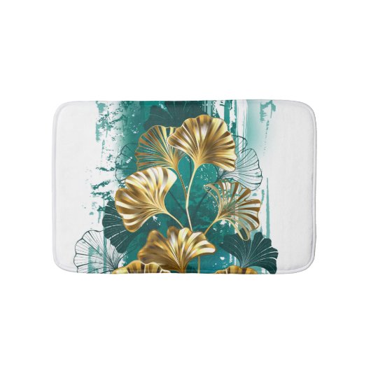 Tapis De Bain Branche avec Feuilles d'or Ginko Biloba (Devant)