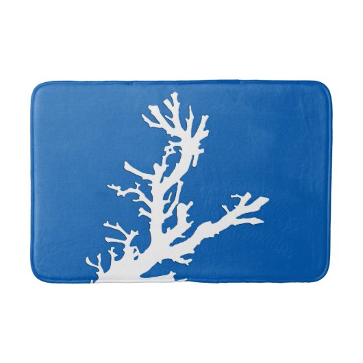 Tapis De Bain Branche de corail - blanc sur bleu cobalt (Devant)