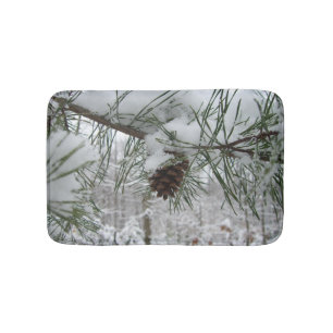 Tapis De Bain Branche des pins neigeux Photographie de la nature