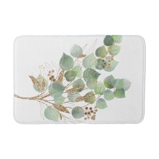 TAPIS DE BAIN BRANCHE EUCALYPTUS VERTE BAIN BAIN BLANC MAT (Devant)