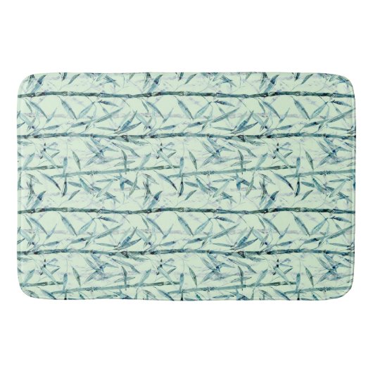Tapis De Bain Branches, blanc, vert, leaves, bamboo (Devant)
