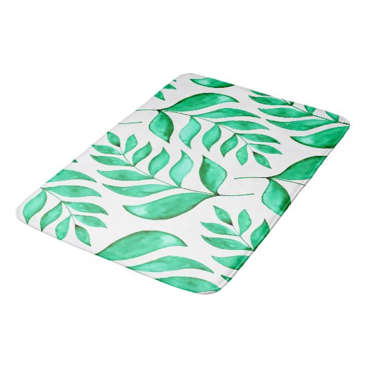 Tapis De Bain Branches d'aquarelle simples - vert (Angle)