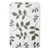 Tapis De Bain Branches de feuillage avec Feuilles verts en blanc (devant Vertical)