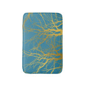 Tapis De Bain Branches Gold Tree Motif Arrière - plan bleu (Devant (Vertical))