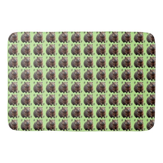 Tapis De Bain Brickwork Burrow : Une toile verte de Wombat, (Devant)