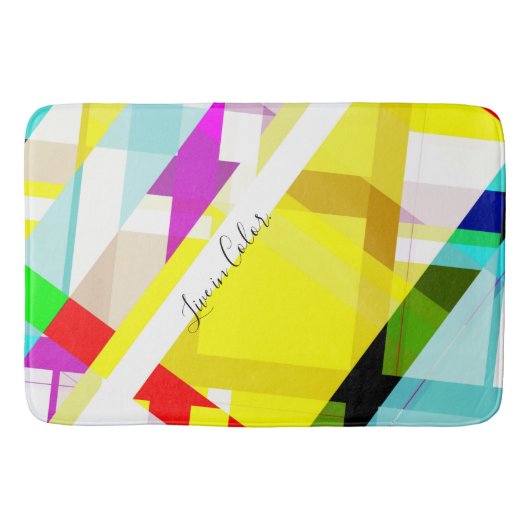 Tapis De Bain Bright Abstrait Art Jaune violet Vert Bleu Rouge R (Devant)