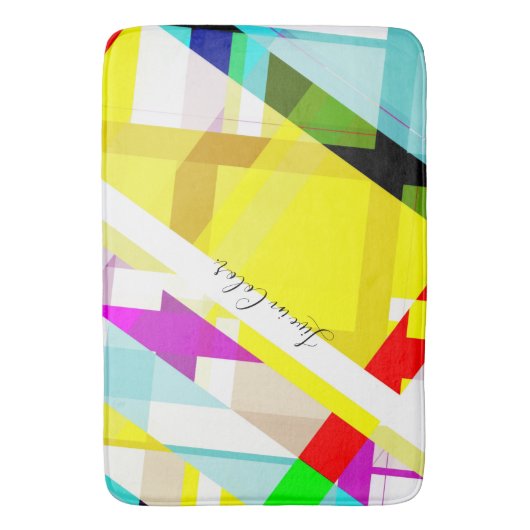 Tapis De Bain Bright Abstrait Art Jaune violet Vert Bleu Rouge R (devant Vertical)