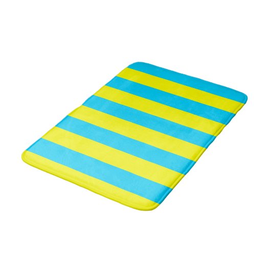 Tapis De Bain Bright Blue and Yellow Stripes  (Angle)