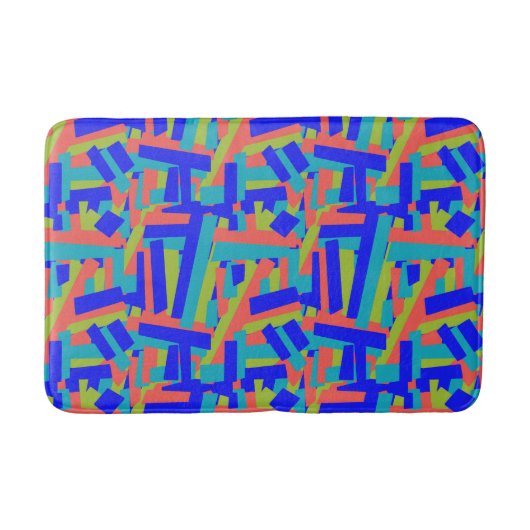 Tapis De Bain Bright Bold Lime Blue Coral Abstract Patches (Devant)