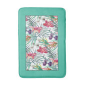 Tapis De Bain Bright Tropical Floral Patal avec Aqua Border Ba (Devant (Vertical))