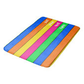TAPIS DE BAIN BRILLANTE NEON ROSE JAUNE BLEU VERT ORANGE STRIPE (Angle)