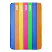 TAPIS DE BAIN BRILLANTE NEON ROSE JAUNE BLEU VERT ORANGE STRIPE (devant Vertical)