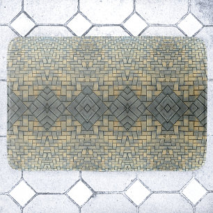Tapis De Bain Brique en mosaïque gris et jaune