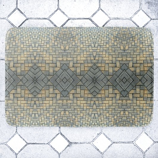 Tapis De Bain Brique en mosaïque gris et jaune