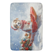 Tapis De Bain Brittany Spaniel Dog à Sledge Noël (devant Vertical)