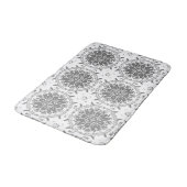 Tapis De Bain Broderie anglaise grise et blanche damassée (Angle)