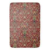 Tapis De Bain Broderie folle Jaune, Vert, Noir sur Rouge profond (devant Vertical)