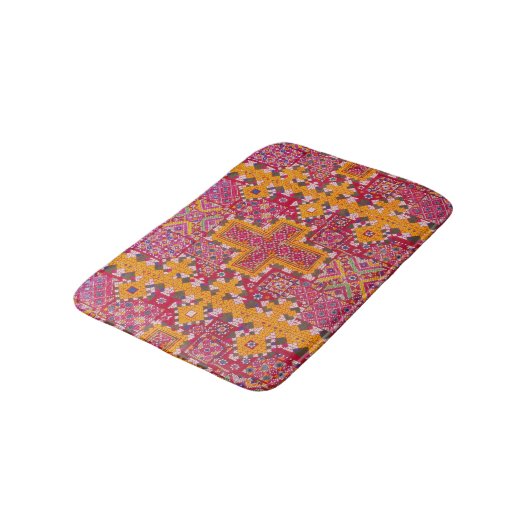 Tapis De Bain Broderie indienne colorée Imprimer (Angle)
