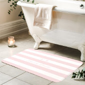Tapis De Bain Brousse Rose Et Blanc Large Bandes Nom Du Monogram